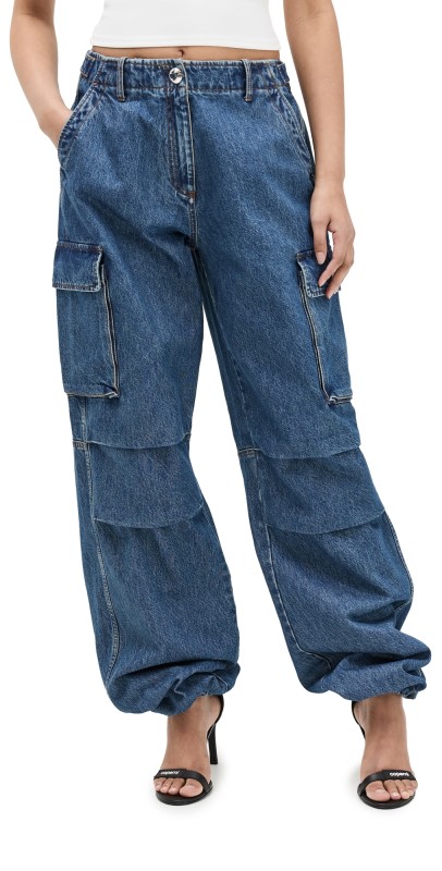 Coperni Denim Wide Leg Cargo Pants Blue