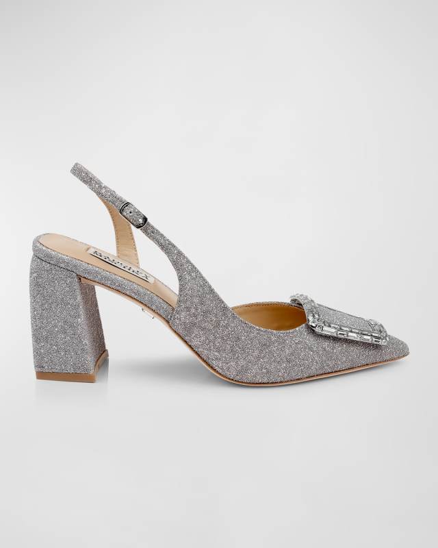 Adaline Glitter Buckle Slingback Pumps