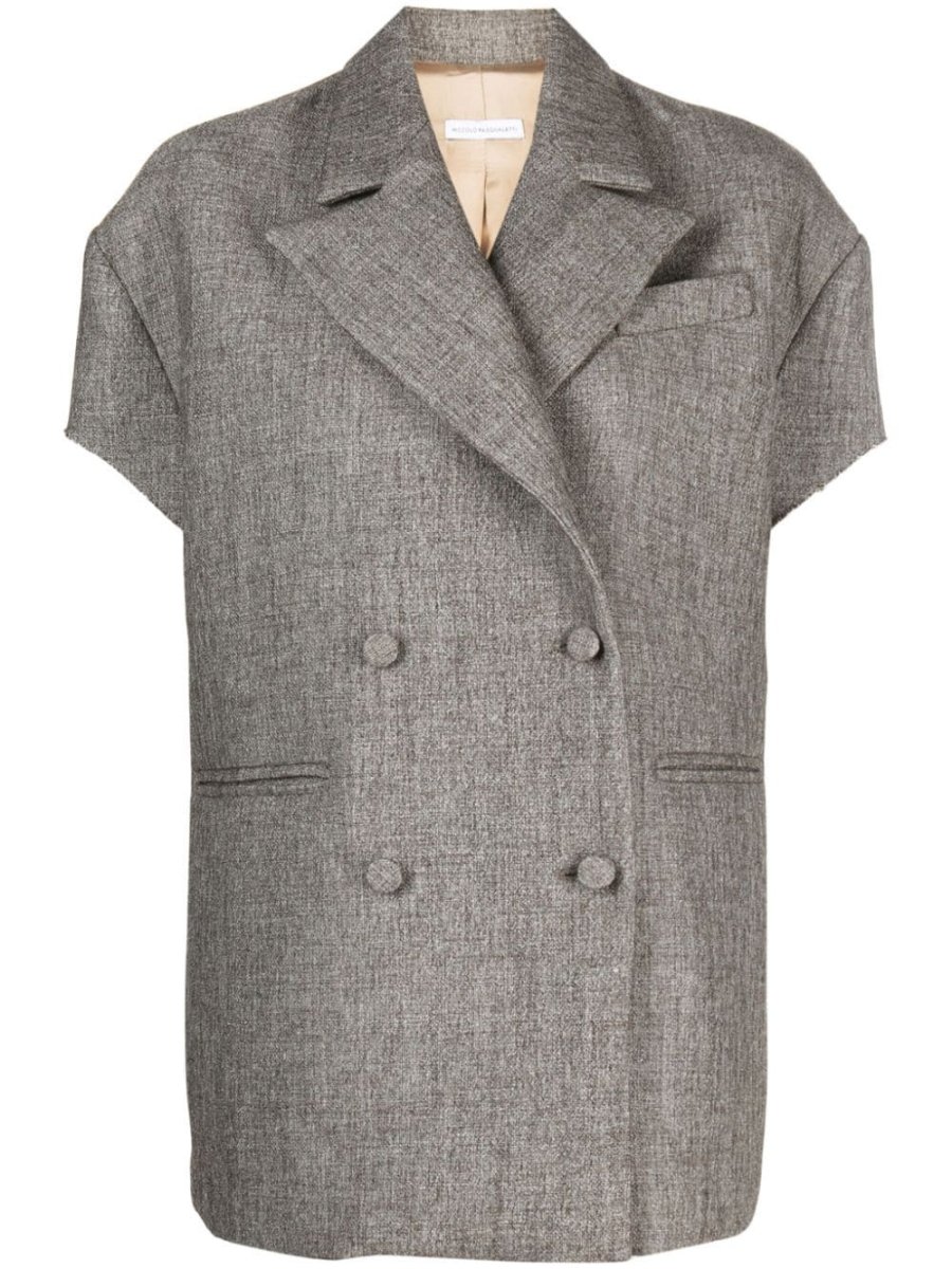 double-breasted short-sleeved blazer