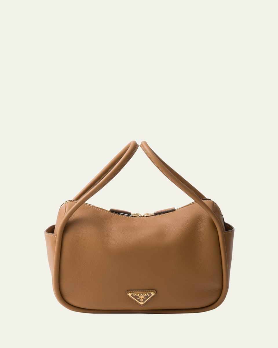 Flou Zip Leather Top-Handle Bag