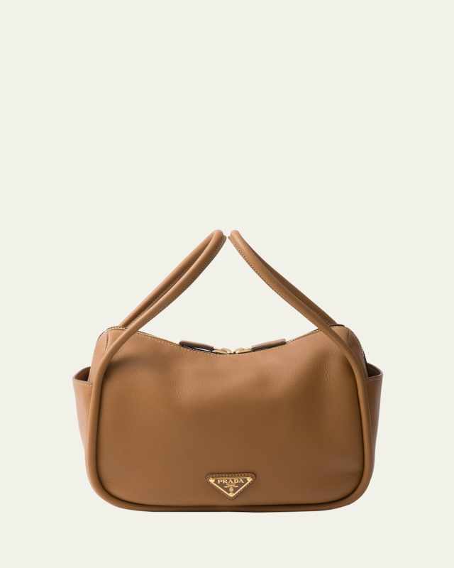 Flou Zip Leather Top-Handle Bag