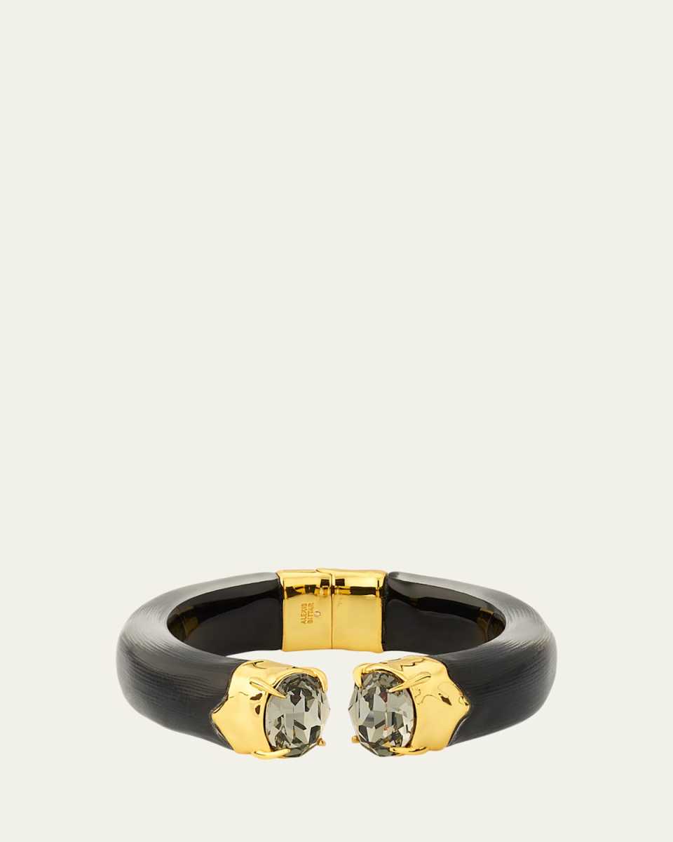 14K Gold-Filled Brass BonBon Crystal & Lucite Hinge Bracelet