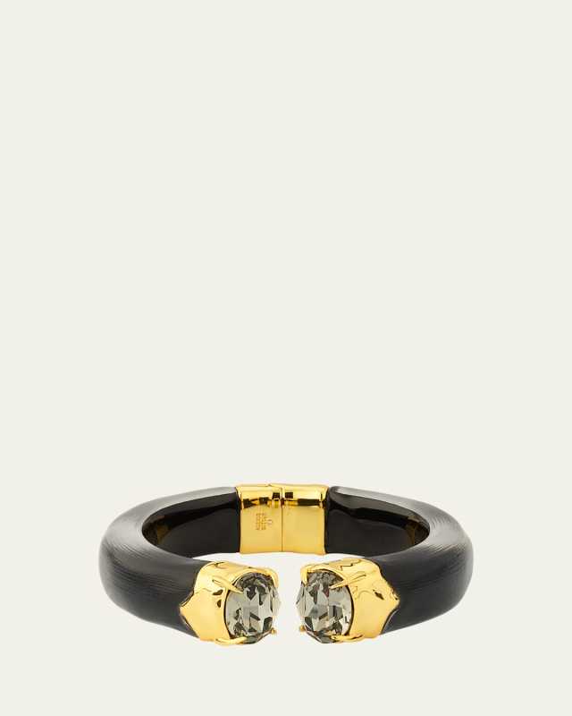 14K Gold-Filled Brass BonBon Crystal & Lucite Hinge Bracelet