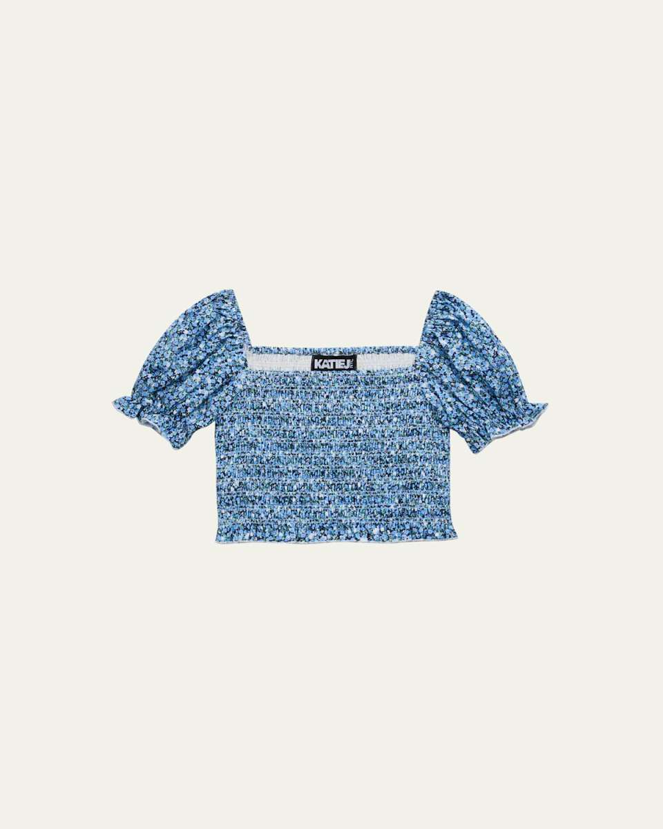 Girl's Marlee Smocked Floral-Print Top, Size S-XL