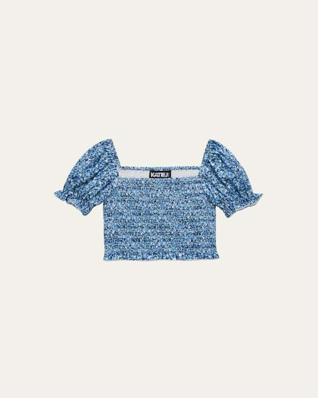 Girl's Marlee Smocked Floral-Print Top, Size S-XL