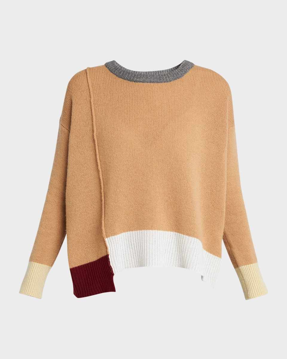 Patchwork Cashmere Crewneck Sweater