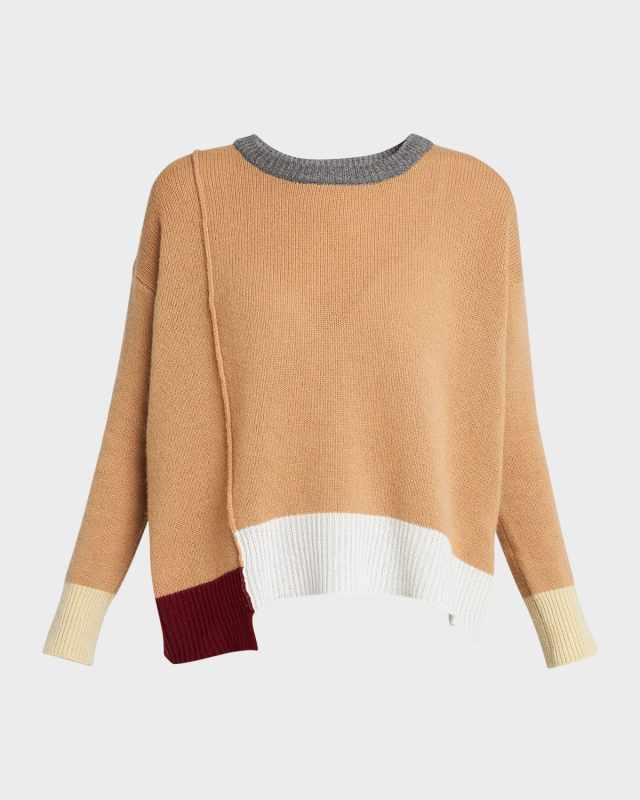 Patchwork Cashmere Crewneck Sweater