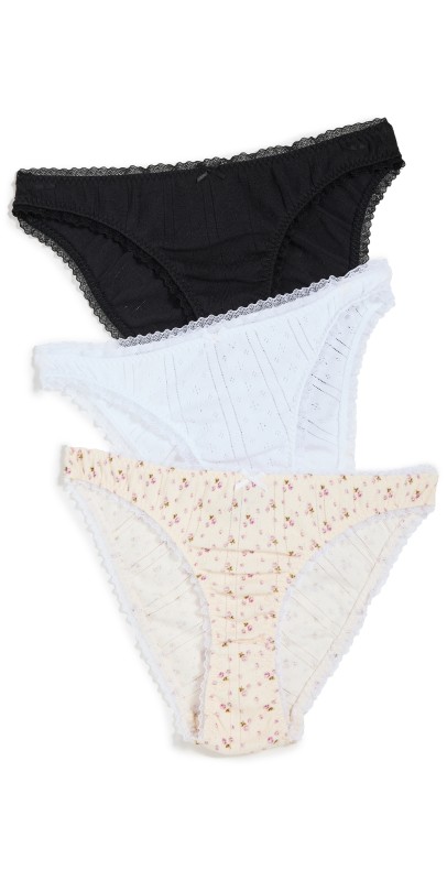 COUCOU High Rise 3 Pack Briefs White/Black/English Rose