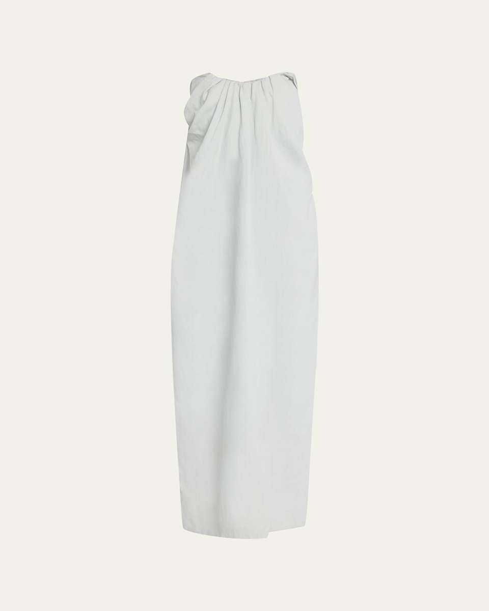 Tucked Strapless Linen Maxi Dress