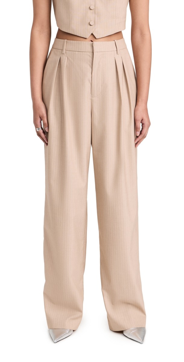 WAYF Dolly Pleated Trousers Camel