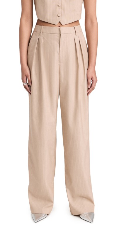 WAYF Dolly Pleated Trousers Camel
