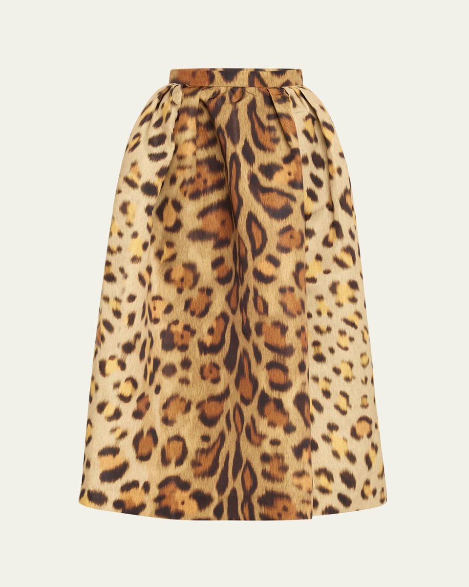 Long Jaguar Faille Pleated Skirt