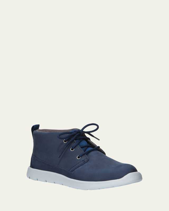 Boy's Canoe Waterproof Leather Mid-Top Sneakers, Kids