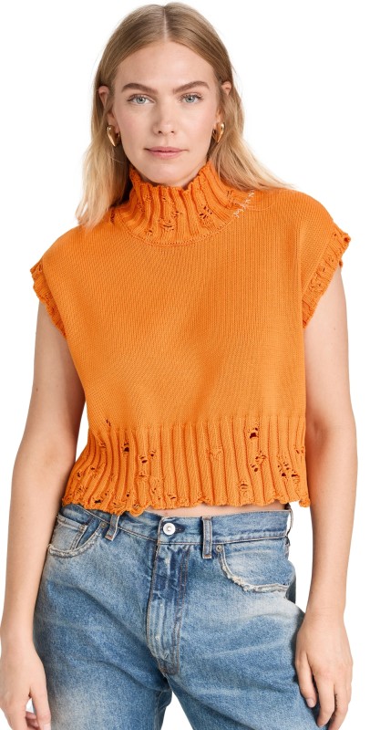 Marni Cropped Turtleneck Vest Light Orange