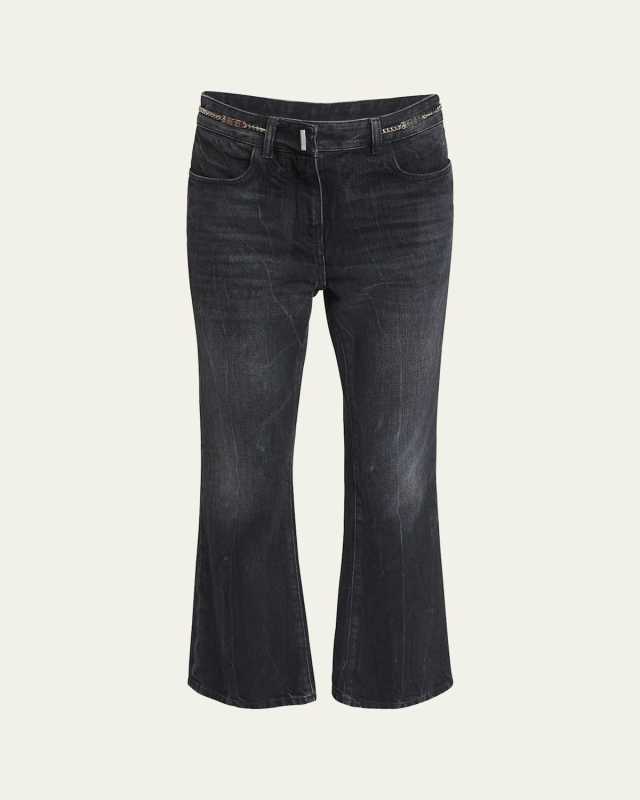 Metal Hardware Cropped Flare Jeans