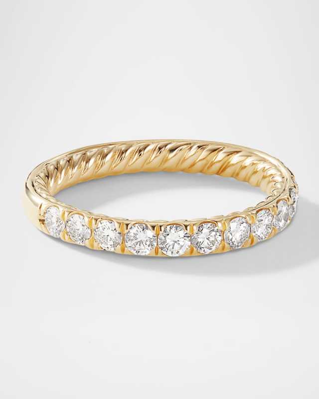 DY Eden Partway Band Ring with Diamonds in 18K Gold, 2.8mm