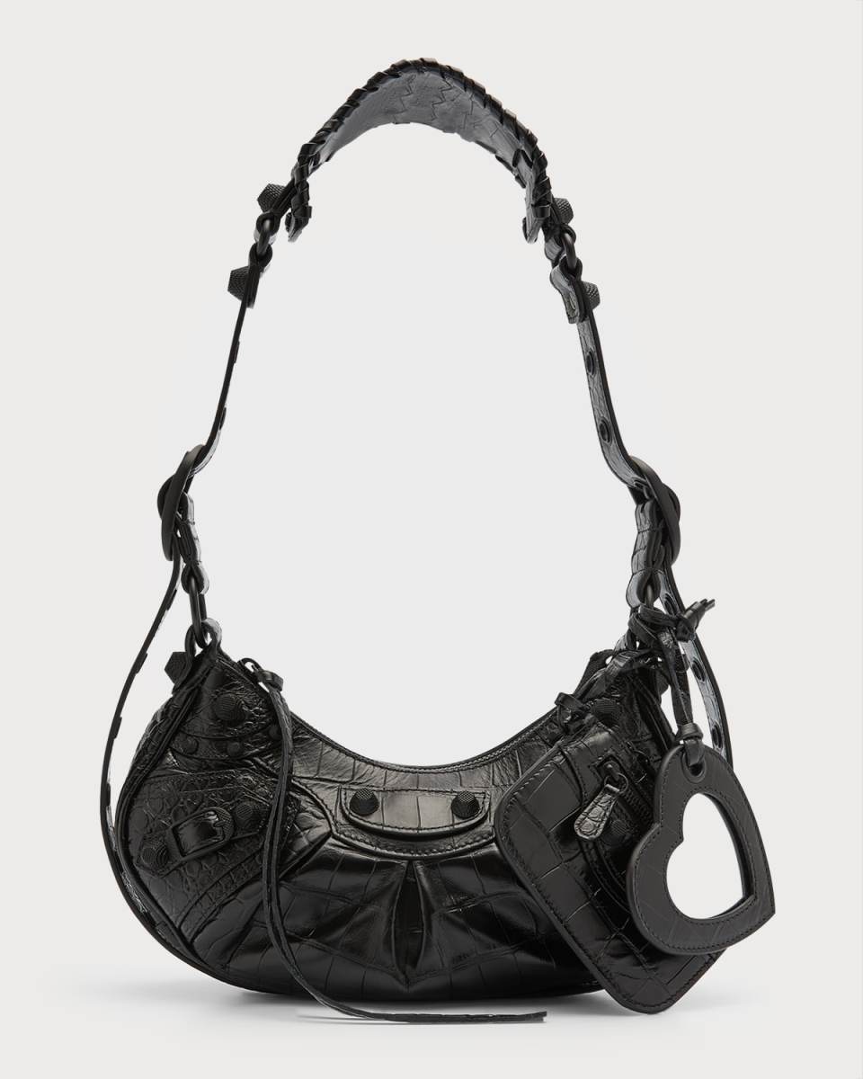 Le Cagole XS Croc-Embossed Shoulder Bag