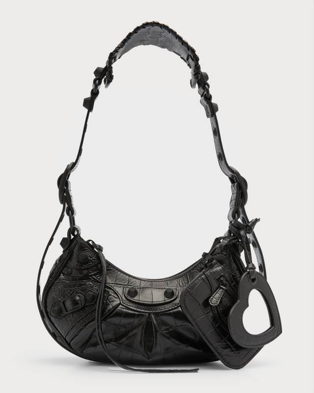 Le Cagole XS Croc-Embossed Shoulder Bag