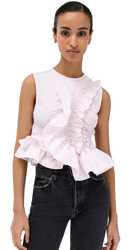 Cecilie Bahnsen Cotton Geo Top Light Pink