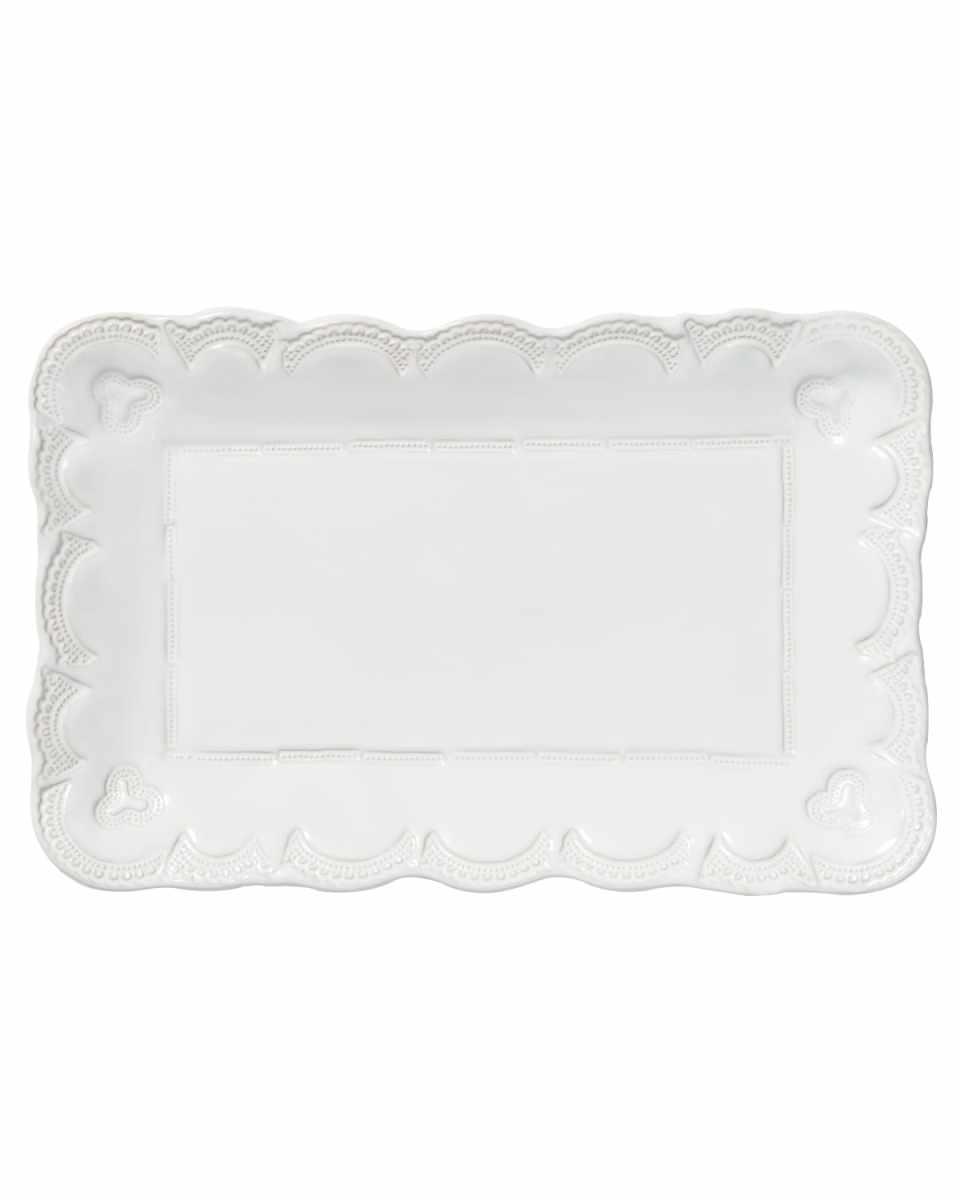 Incanto Stone Lace Small Rectangular Platter, White