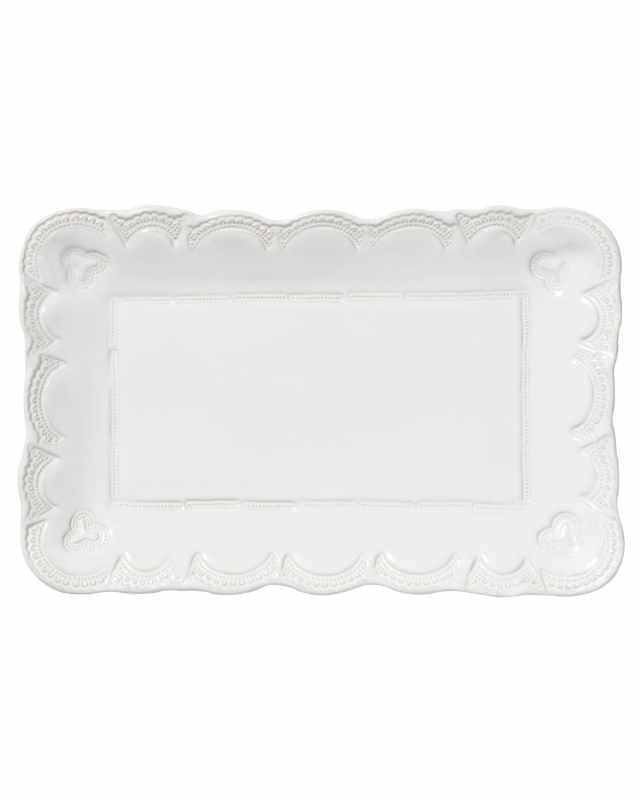 Incanto Stone Lace Small Rectangular Platter, White