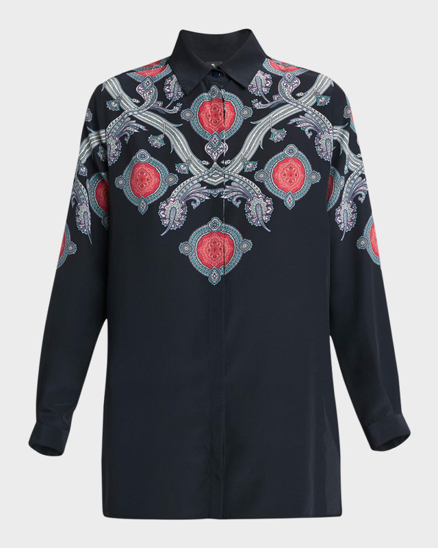 Printed Button-Front Shirt