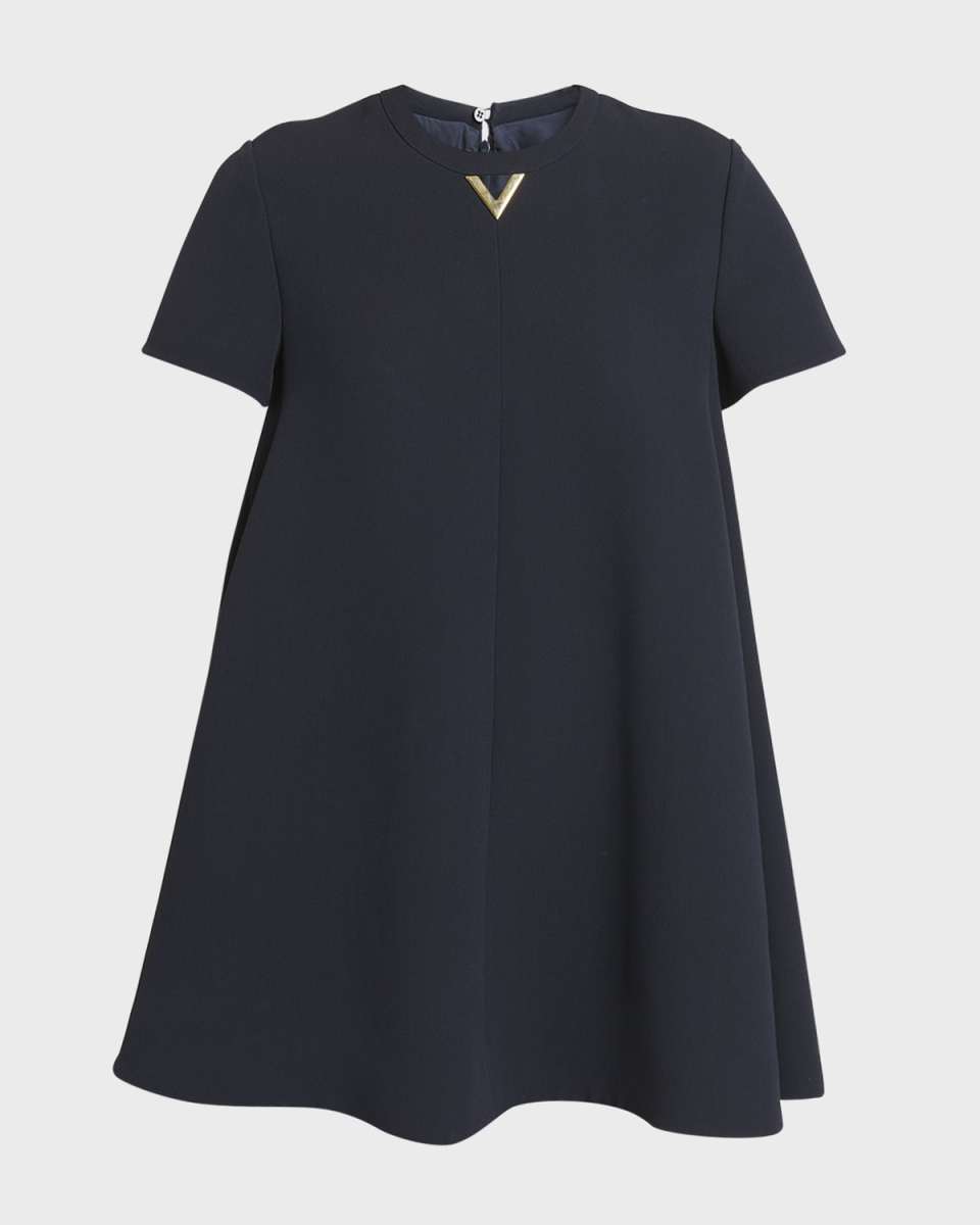 V-Logo Short-Sleeve Mini Shift Dress