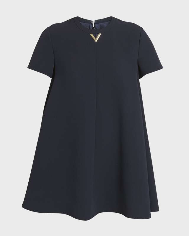 V-Logo Short-Sleeve Mini Shift Dress