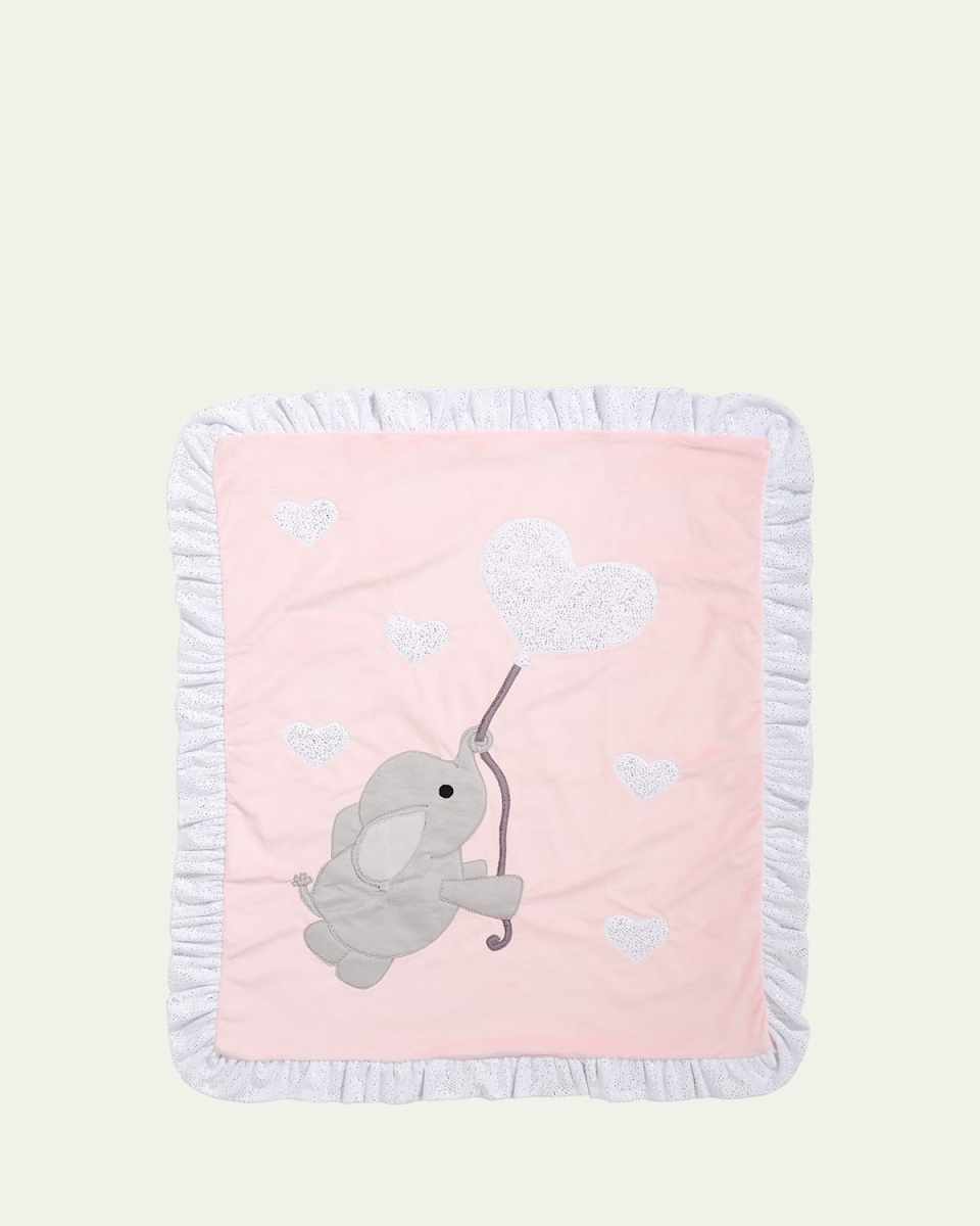 Elephant and Star Baby Blanket w/ Contrast Trim