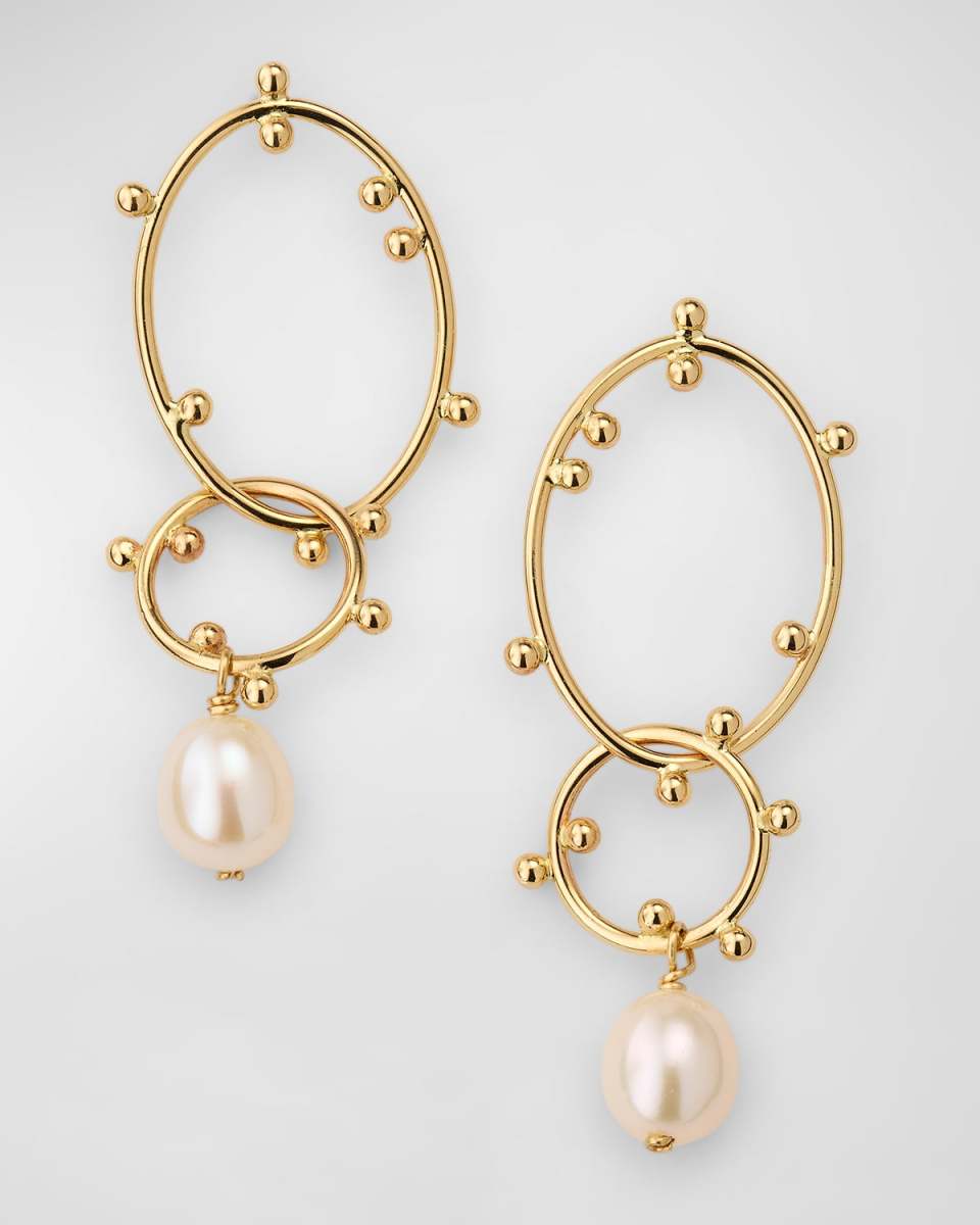 Scattered Bubble Hoop and Pearl Drop Earrings