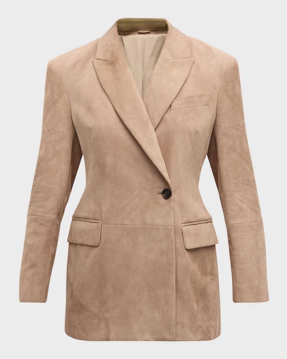Suede Asymmetric Single-Breasted Jacket