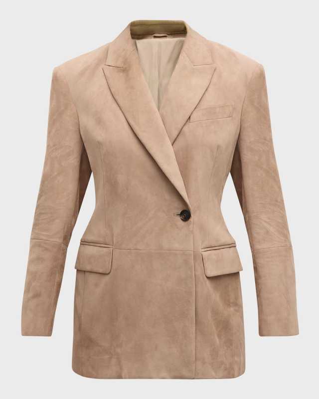 Suede Asymmetric Single-Breasted Jacket