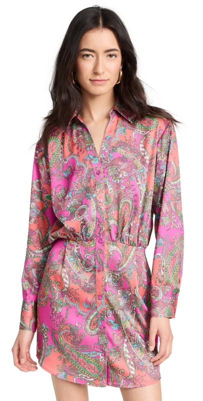 L'AGENCE Demetria Mini Shirtdress Rhodamine Mlt Brht Pop Psley