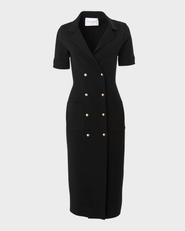 Double Breasted Wool Midi Dress