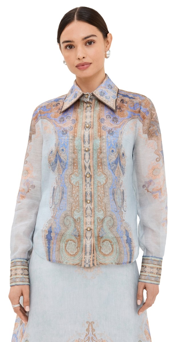 Zimmermann Eden Body Shirt Blue Paisley