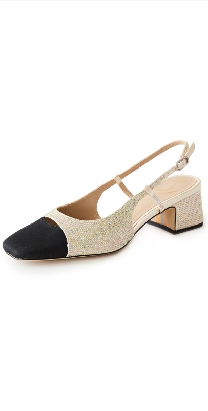 Sam Edelman Tarra Glitz Sling Heels Black/Ivory