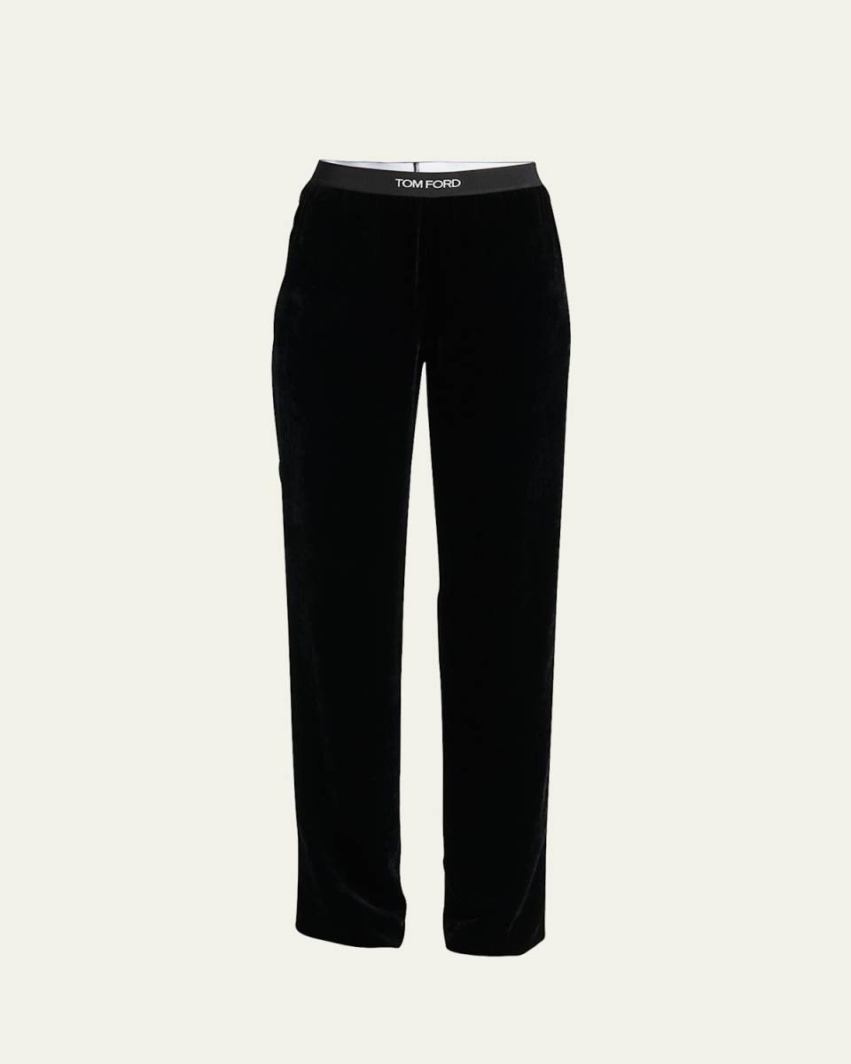 Velvet Logo-Band Pants