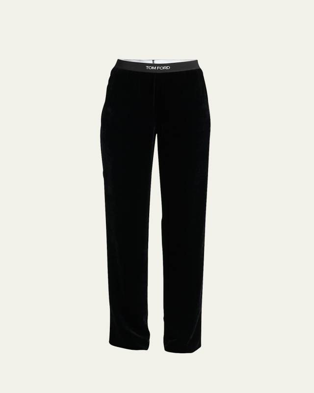 Velvet Logo-Band Pants