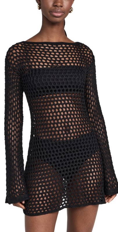 ViX Paula Hermanny Belle Knit Short Coverup Black