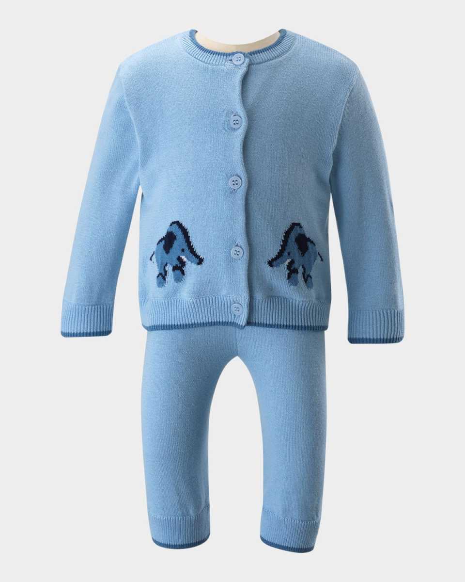 Boy's Elephant Intarsia Knit Set, Size 6M-24