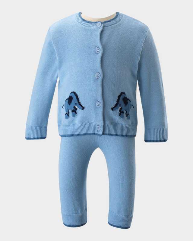 Boy's Elephant Intarsia Knit Set, Size 6M-24