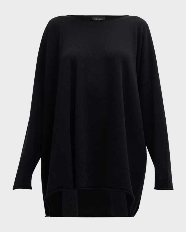 A-Line Bateau Neck Cashmere Sweater