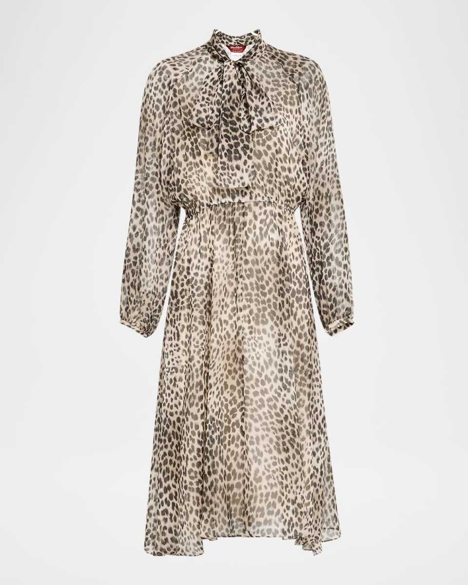 Glizia Animal-Print Silk Midi Dress