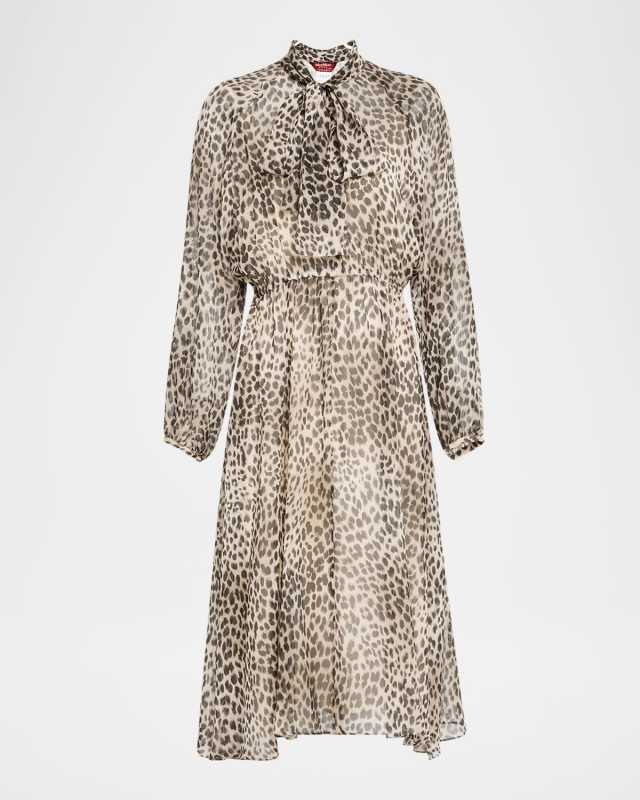 Glizia Animal-Print Silk Midi Dress