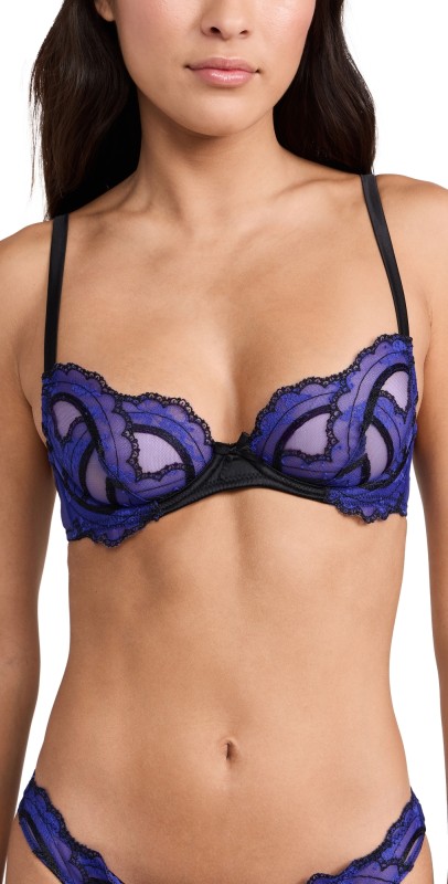 Fleur du Mal Hendrix Embroidery Demi Bra Black