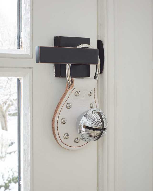 Single Christmas Bell With Studded White Leather Strap