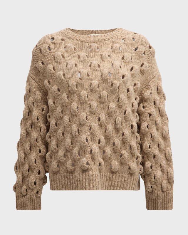 Bubble-Knit Wool-Cashmere Sweat
