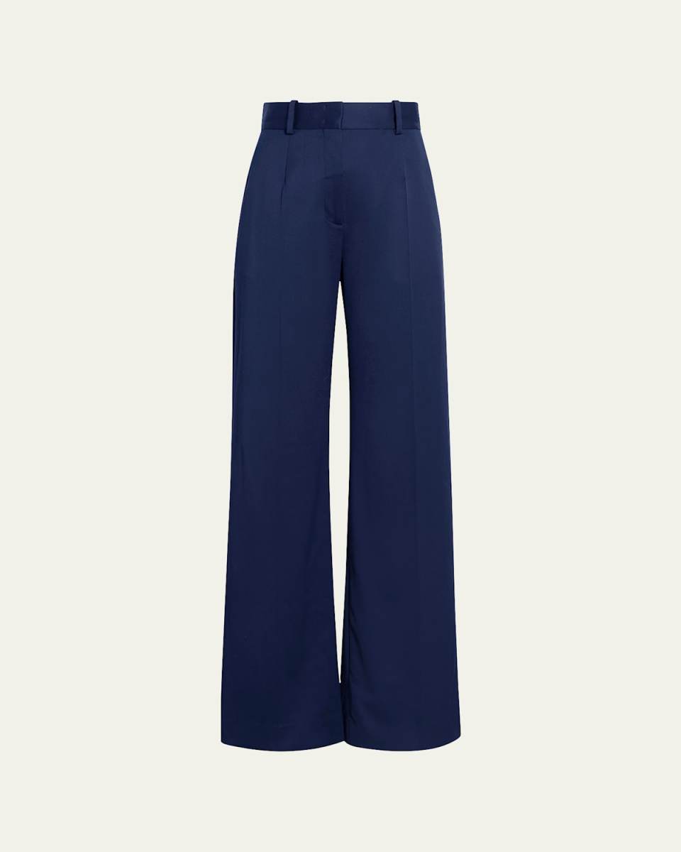 Pleated Wide-Leg Suit Pants