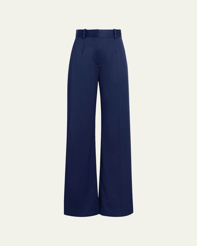 Pleated Wide-Leg Suit Pants