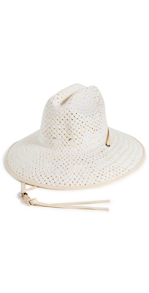 Lele Sadoughi Checkered Straw Hat White Washed